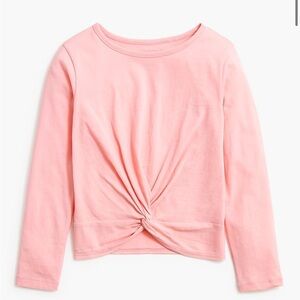 J crew Girls' long-sleeve twist-front tee powderpuff pink